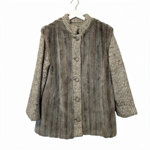 Elegant Brown faux fur and wool Women's jacket